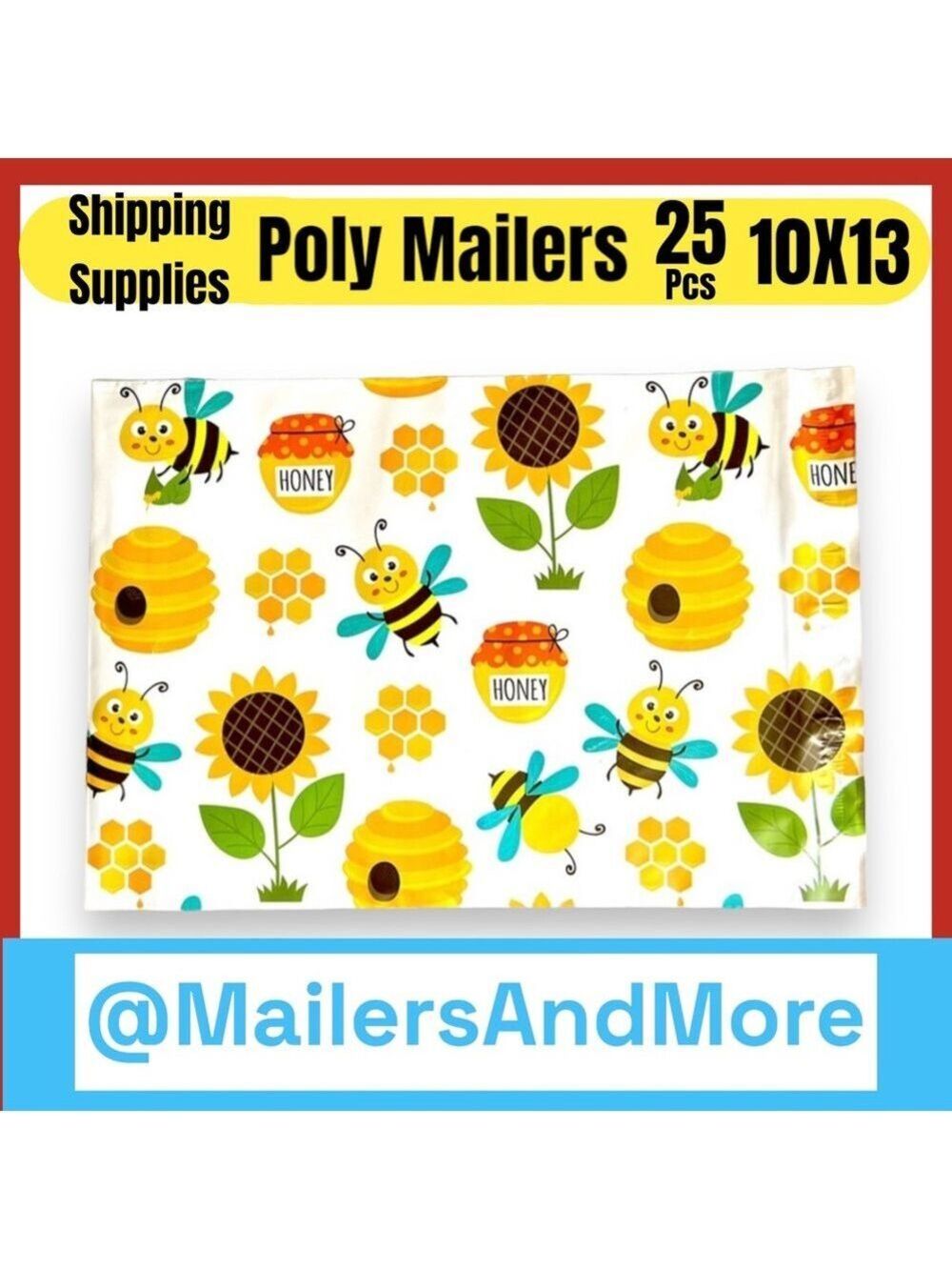 25 10X13 Poly Mailers Honey bee Sunflower, Shipping Envelopes PRICE IS FIRM - Picture 5 of 7
